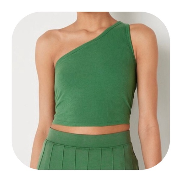 PINK Victoria's Secret Tops - VS Pink S green one shoulder tank with shelf bra